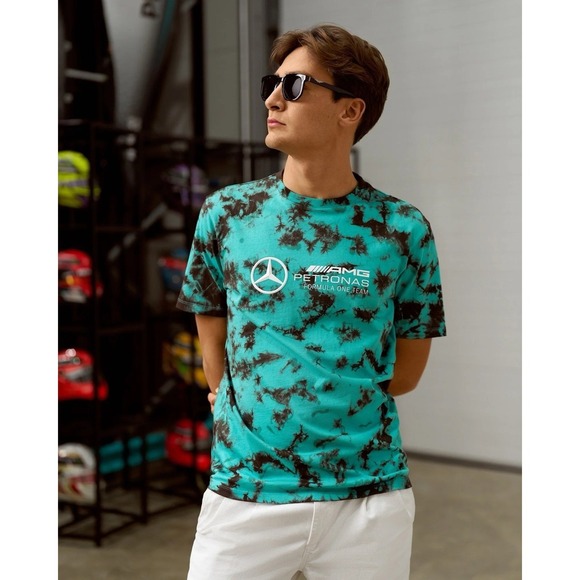 NEW Mercedes AMG Petronas F1 Official Tie Dye Graphic T-Shirt Mens Size Medium - Picture 1 of 6